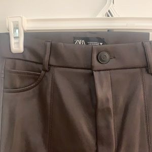 Zara Brown Leather Pants/Leggings